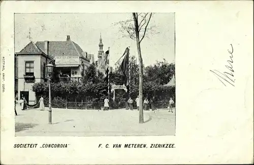 Ak Zierikzee Zeeland, Societeit Concordia, F. C. van Meteren