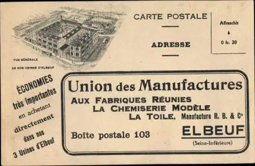 Ak Elbeuf Seine Maritime, Union des Manufactures aux Fabriques Reunies
