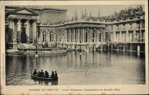 Ak Paris VIII. Arrondissement Élysée, Inondation de Janvier 1910, Chambre des Deputes