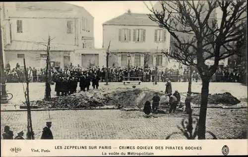 Ak Paris, Zeppelins sur Paris, Crimes odieux des pirates boches, La voute du Metropolitain