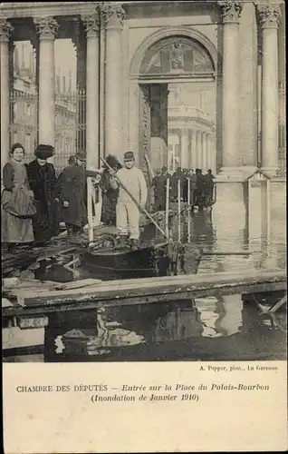 Ak Paris VIII. Arrondissement Élysée, Inondation de Janvier 1910, Chambre des Deputes