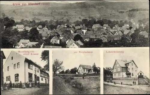 Ak Allendorf Greifenstein im Westerwald Hessen, Panorama, Handlung, ev. Vereinshaus, Lehrerwohnung