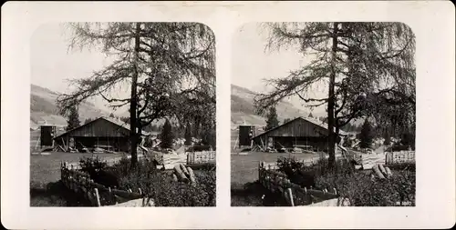 Stereo Foto Prags Braies Südtirol, Sägemühle am Prager Wildsee, 1810