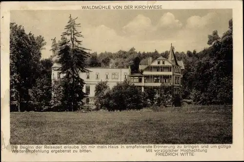 Ak Elend Oberharz am Brocken, Waldmühle von der Kirchwiese