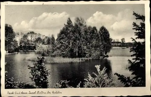 Ak Mansfeld im Harzvorland, Park-Bad Anna Insel Helbra