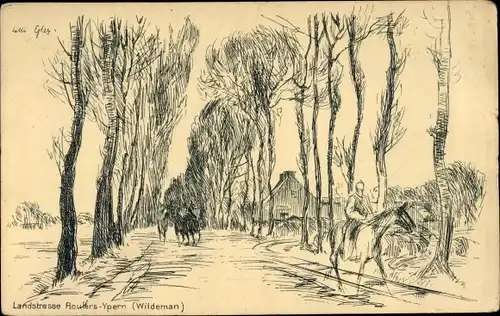 Künstler Ak W. Egler, Ypres Ypern Flandern, Landstraße Roulers-Ypern, Wildeman