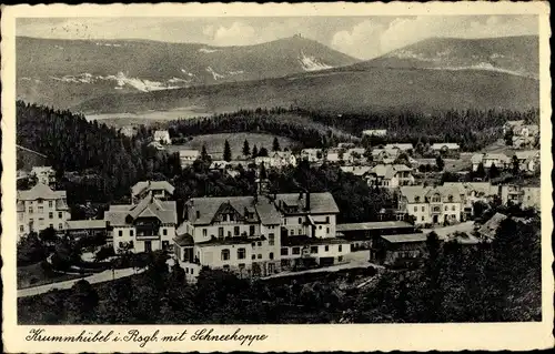 Ak Karpacz Krummhübel Riesengebirge Schlesien, Totalansicht, Schneekoppe