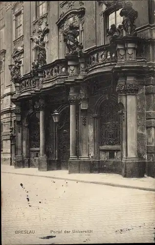 Ak Wrocław Breslau Schlesien, Portal der Universität