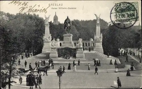 Ak Wrocław Breslau Schlesien, Kaiser Wilhelm Denkmal