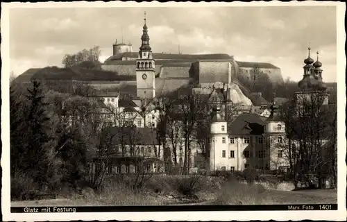 Ak Kłodzko Glatz Schlesien, Blick auf die Festung
