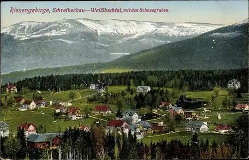 Ak Szklarska Poręba Schreiberhau Riesengebirge Schlesien, Schneegruben, Landschaftsblick