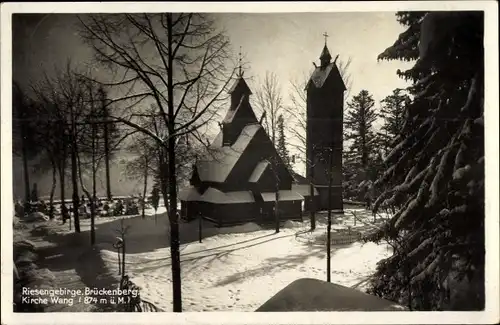 Ak Karpacz Górny Brückenberg Krummhübel Riesengebirge Schlesien, Kirche Wang