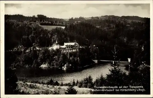 Ak Siedlęcin Boberröhrsdorf Schlesien, Turmsteinbaude an der Talsperre