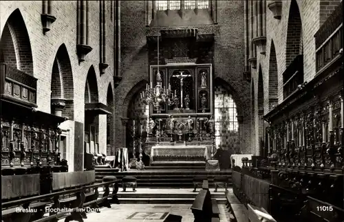 Ak Wrocław Breslau Schlesien, Ansicht vom Hochaltar im Dom