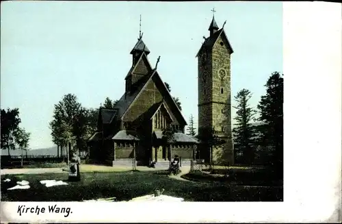 Ak Karpacz Górny Brückenberg Krummhübel Riesengebirge Schlesien, Kirche Wang