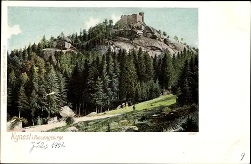 Ak Sobieszów Hermsdorf Kynast Riesengebirge Schlesien, Blick zur Burg