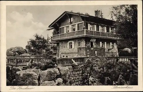 Ak Karłów Karlsberg Schlesien, Szczeliniec Wielki, Heuscheuer, Schweizerhaus