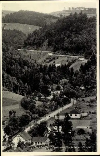 Ak Kudowa Zdrój Bad Kudowa Schlesien, Heuscheuerstraße, Wohnhäuser des Ortes