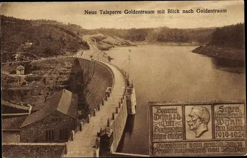 Ak Złotniki Lubańskie Goldentraum Schlesien, Talsperre