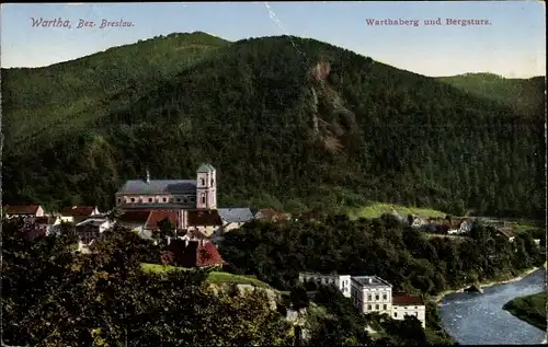 Ak Bardo Śląskie Wartha Schlesien, Warthaberg und Bergsturz