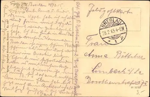 Ak Wrocław Breslau Schlesien, Kaiser Wilhelm Denkmal