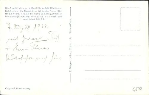 Ak Leśna Marklissa Schlesien, Queis Talsperre mit Baude