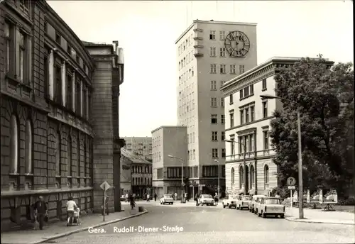 Ak Gera in Thüringen, Rudolf-Diener-Straße, Uhr