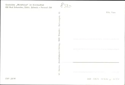 Ak Kirnitzschtal Bad Schandau Sächsische Schweiz, Gaststätte Waldäusl