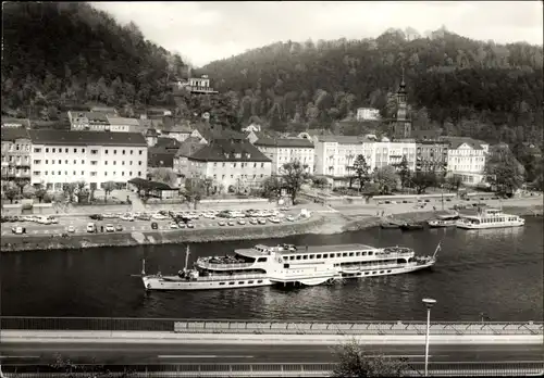 Ak Bad Schandau Sächsische Schweiz, Teilansicht, Elbdampfer
