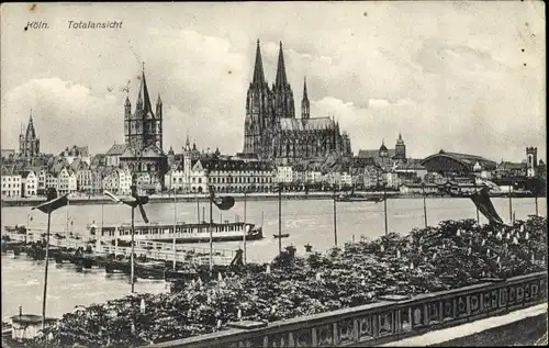 Ak Köln am Rhein, Totalansicht, Schiff, Dom