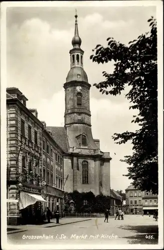 Ak Großenhain in Sachsen, Markt mit Kirche