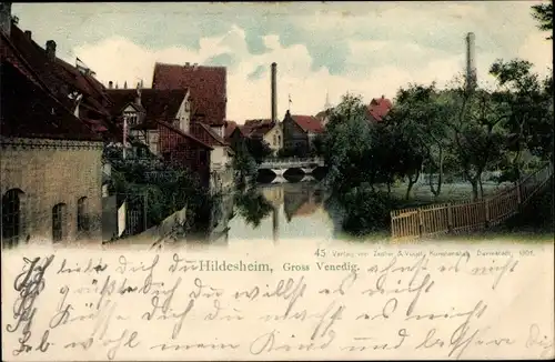 Ak Hildesheim in Niedersachsen, Groß Venedig, Teilansicht, Schornstein