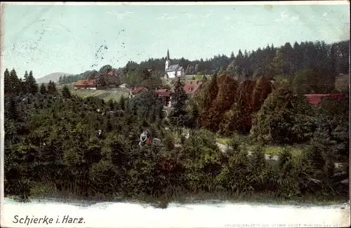 Ak Schierke Wernigerode am Harz, Panorama vom Ort