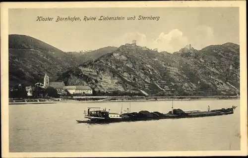 Ak Bornhofen am Rhein, Kloster, Die feindlichen Brüder, Burg Sternberg, Sternberg, Ruine Liebenstein