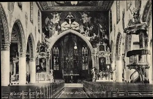 Ak Wangen im Allgäu, Stadtpfarrkirche St. Martin, Innenansicht