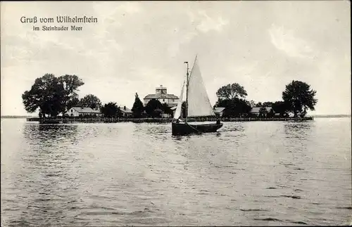 Ak Steinhude Wunstorf in Niedersachsen, Steinhuder Meer, Wilhelmstein, Segelboot
