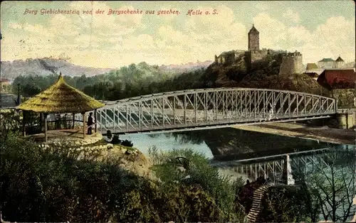 Ak Halle an der Saale, Burg Giebichenstein von der Bergschenke aus gesehen