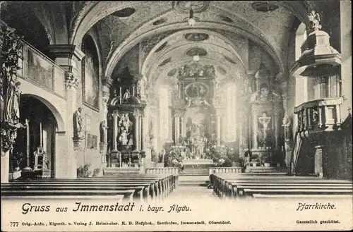 Ak Immenstadt im Allgäu Schwaben, Pfarrkirche, Innenansicht