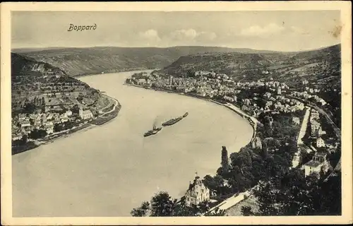 Ak Boppard am Rhein, Panorama mit Ort und Rhein