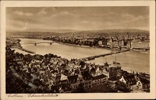 Ak Koblenz am Rhein, Ehrenbreitstein, Ortsansicht, Rhein