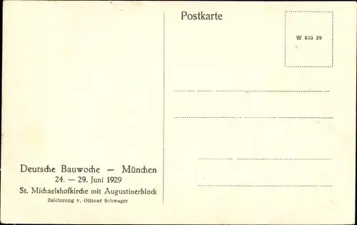 Künstler Ak Schwager, O., München, St. Michaelshofkirche mit Augstinerblock, Deutsche Bauwoche 1929