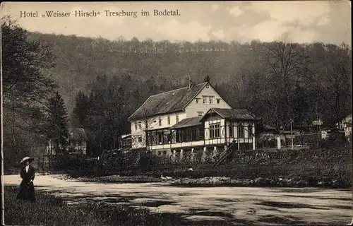 Ak Treseburg Thale im Harz, Hotel Weisser Hirsch