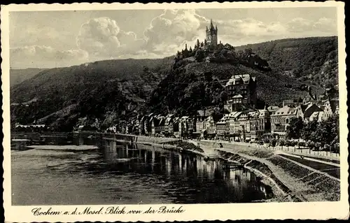 Ak Cochem an der Mosel, Blick von der Brücke auf die Reichsburg
