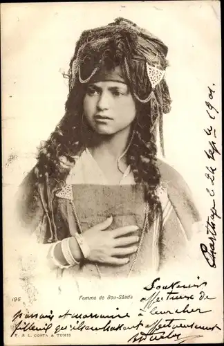 Ak Femme de Bou Saada, Maghreb, Portrait
