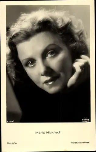 Ak Schauspielerin Maria Nicklisch, Portrait