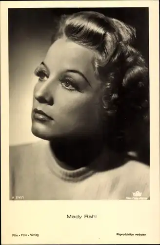 Ak Schauspielerin Mady Rahl, Portrait, Tobis Film A 3747/7