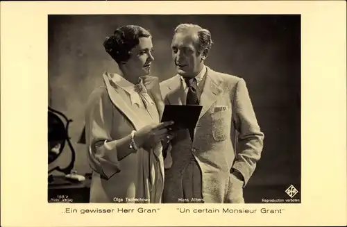 Ak Schauspieler Olga Tschechow und Hans Albers in Ein gewisser Herr Gran, Ross Verlag