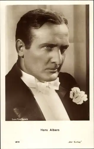 Ak Schauspieler Hans Albers, Portrait, Smoking, Fliege, Münchhausen, Amag 5818