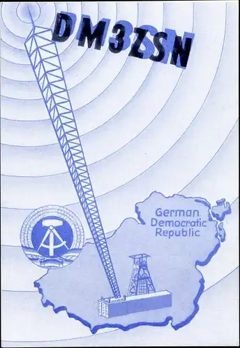 Ak QSL Funkerkarte DM3ZSN, German Democratic Republic, Niederschlema, Aue, Gerd, Rudi, 1966