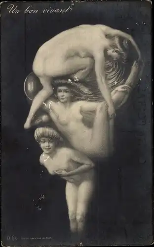 Künstler Ak Frauenkörper, Männergesicht mit Monokel, Metamorphose, Un bon vivant